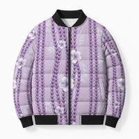 Hawaii Queen Liliuokalani Bomber Puffer Jacket Lavender Lei Pua Kalaunu LT05 Unisex Lavender - Polynesian Pride