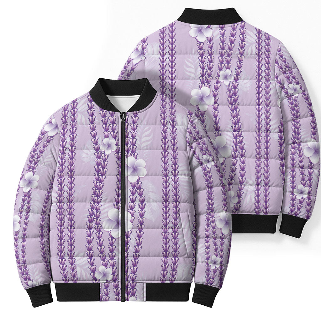 Hawaii Queen Liliuokalani Bomber Puffer Jacket Lavender Lei Pua Kalaunu LT05 - Polynesian Pride