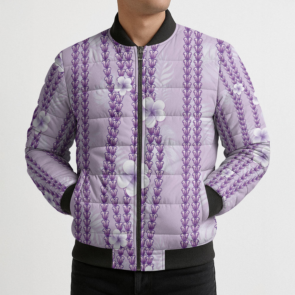 Hawaii Queen Liliuokalani Bomber Puffer Jacket Lavender Lei Pua Kalaunu LT05 - Polynesian Pride