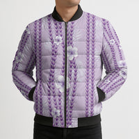 Hawaii Queen Liliuokalani Bomber Puffer Jacket Lavender Lei Pua Kalaunu LT05 - Polynesian Pride