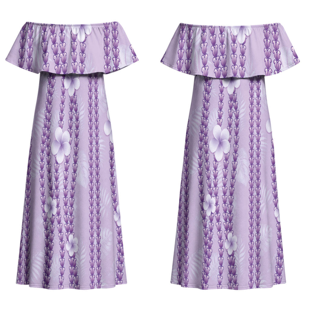 Hawaii Queen Liliuokalani Couples Matching Off Shoulder Maxi Dress and Hawaiian Shirt Lavender Lei Pua Kalaunu LT05 - Polynesian Pride