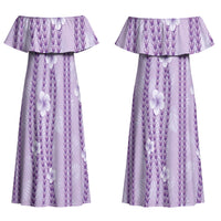 Hawaii Queen Liliuokalani Couples Matching Off Shoulder Maxi Dress and Hawaiian Shirt Lavender Lei Pua Kalaunu LT05 - Polynesian Pride