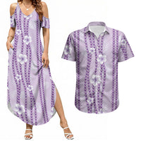 Hawaii Queen Liliuokalani Couples Matching Summer Maxi Dress and Hawaiian Shirt Lavender Lei Pua Kalaunu LT05 Lavender - Polynesian Pride