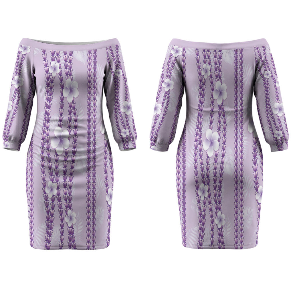 Hawaii Queen Liliuokalani Family Matching Off The Shoulder Long Sleeve Dress and Hawaiian Shirt Lavender Lei Pua Kalaunu LT05 Mom's Dress Lavender - Polynesian Pride