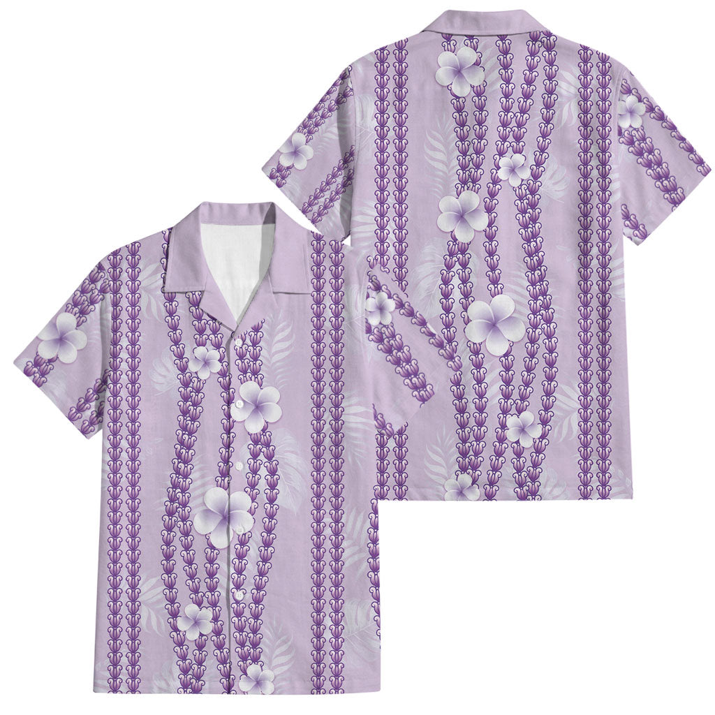 Hawaii Queen Liliuokalani Family Matching Off The Shoulder Long Sleeve Dress and Hawaiian Shirt Lavender Lei Pua Kalaunu LT05 Dad's Shirt - Short Sleeve Lavender - Polynesian Pride