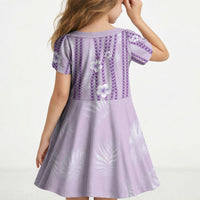 Hawaii Queen Liliuokalani Kid Short Sleeve Dress Lavender Lei Pua Kalaunu LT05 - Polynesian Pride