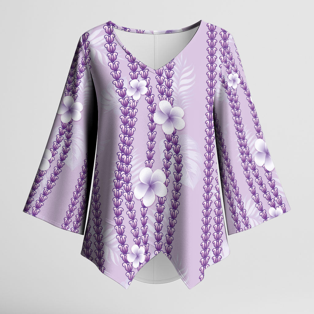 Hawaii Queen Liliuokalani Kimono Sleeve Blouse Lavender Lei Pua Kalaunu LT05 Female Lavender - Polynesian Pride