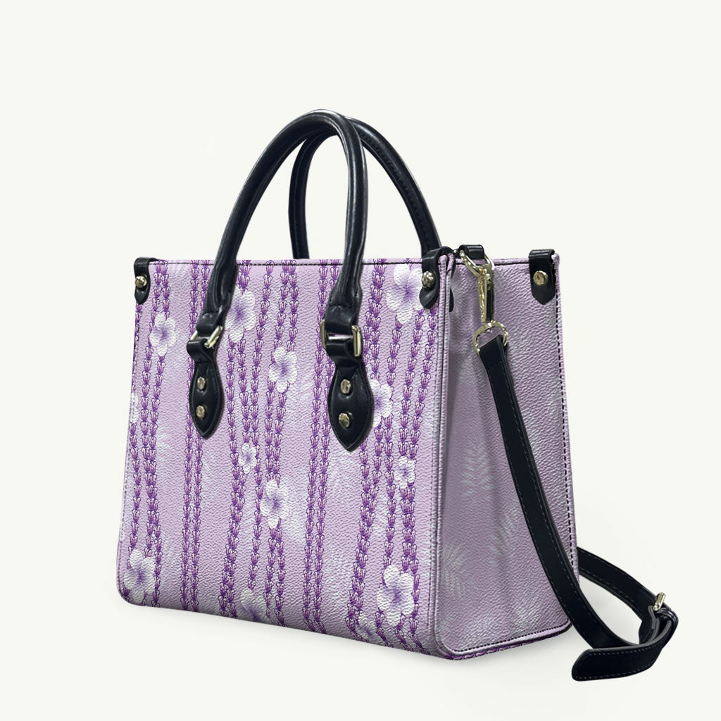 Hawaii Queen Liliuokalani Leather Bag Lavender Lei Pua Kalaunu LT05 Lavender - Polynesian Pride