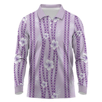 Hawaii Queen Liliuokalani Long Sleeve Polo Shirt Lavender Lei Pua Kalaunu LT05 Lavender - Polynesian Pride