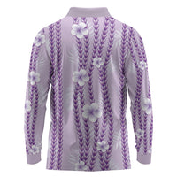 Hawaii Queen Liliuokalani Long Sleeve Polo Shirt Lavender Lei Pua Kalaunu LT05 - Polynesian Pride