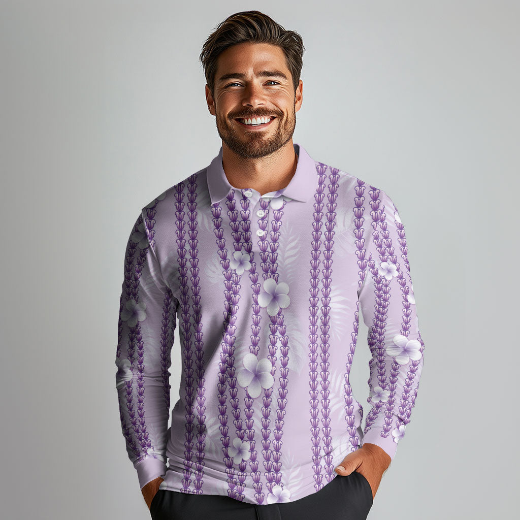 Hawaii Queen Liliuokalani Long Sleeve Polo Shirt Lavender Lei Pua Kalaunu LT05 - Polynesian Pride