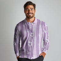 Hawaii Queen Liliuokalani Long Sleeve Polo Shirt Lavender Lei Pua Kalaunu LT05 - Polynesian Pride