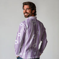 Hawaii Queen Liliuokalani Long Sleeve Polo Shirt Lavender Lei Pua Kalaunu LT05 - Polynesian Pride