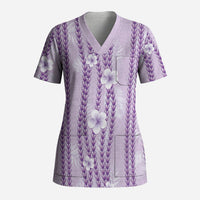 Hawaii Queen Liliuokalani Scrub Top Lavender Lei Pua Kalaunu LT05 Adult Lavender - Polynesian Pride