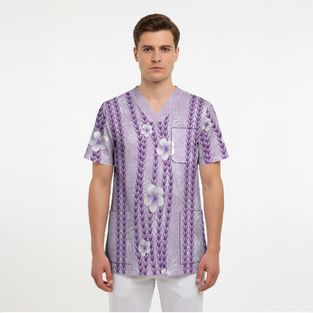 Hawaii Queen Liliuokalani Scrub Top Lavender Lei Pua Kalaunu LT05 - Polynesian Pride