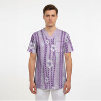 Hawaii Queen Liliuokalani Scrub Top Lavender Lei Pua Kalaunu LT05 - Polynesian Pride