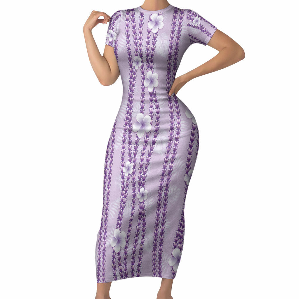 Hawaii Queen Liliuokalani Short Sleeve Bodycon Dress Lavender Lei Pua Kalaunu LT05 Long Dress Lavender - Polynesian Pride
