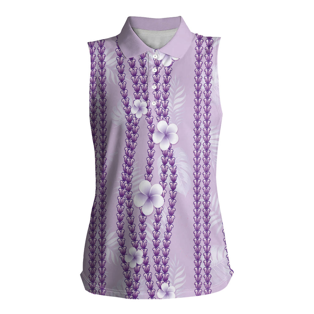 Hawaii Queen Liliuokalani Women Sleeveless Polo Shirt Lavender Lei Pua Kalaunu LT05 Female Lavender - Polynesian Pride
