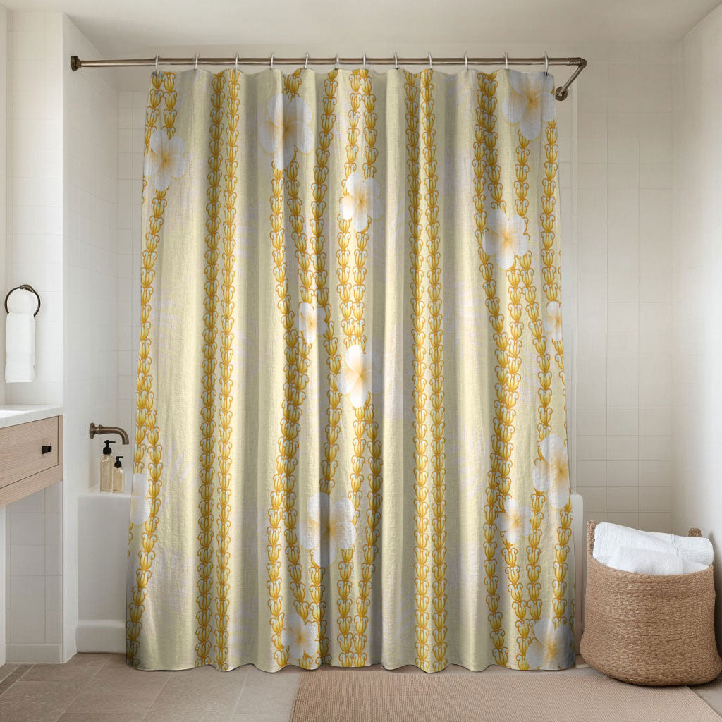 Hawaii Queen Liliuokalani Bathroom Set Gold Lei Pua Kalaunu LT05 Shower Curtain Only Gold - Polynesian Pride