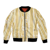 Hawaii Queen Liliuokalani Bomber Jacket Gold Lei Pua Kalaunu LT05 Unisex Gold - Polynesian Pride