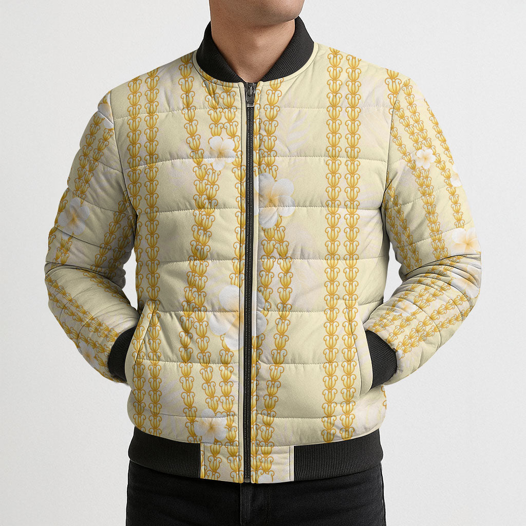 Hawaii Queen Liliuokalani Bomber Puffer Jacket Gold Lei Pua Kalaunu LT05 - Polynesian Pride