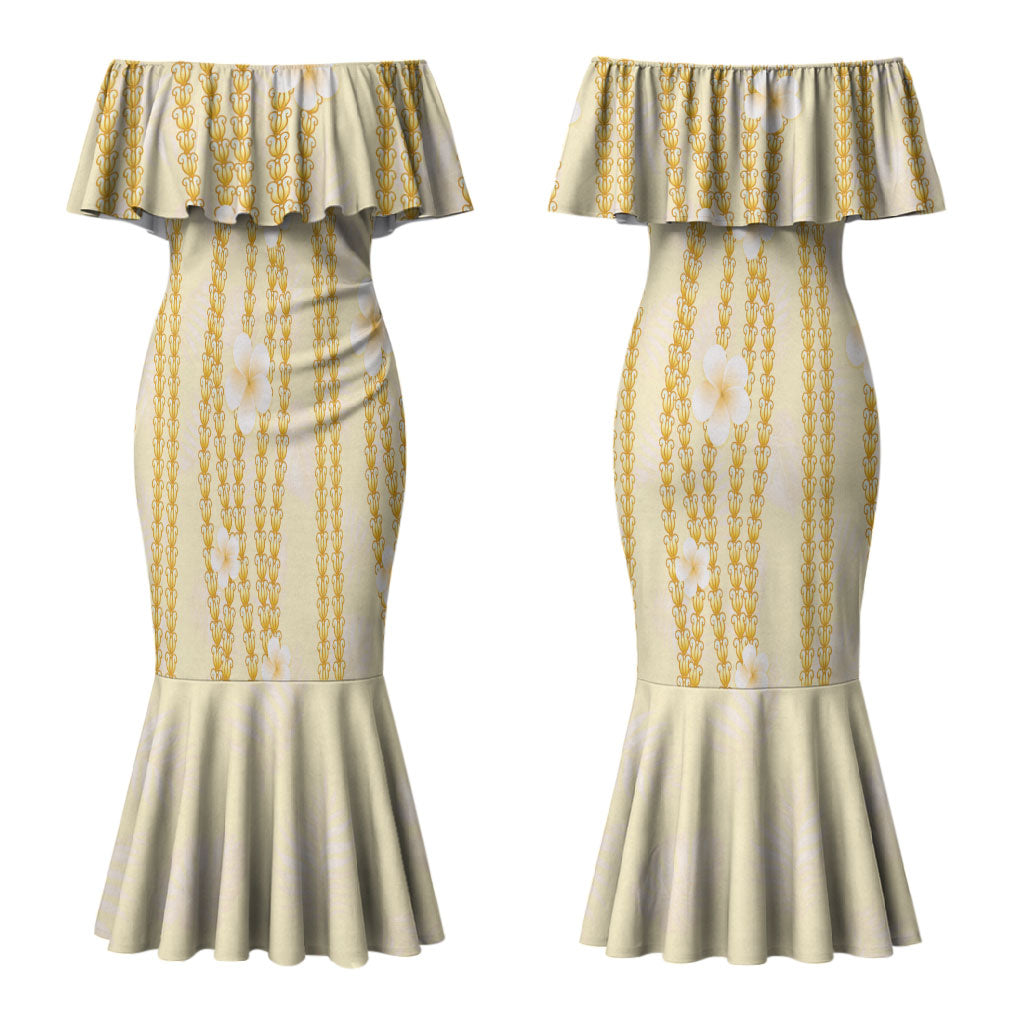 Hawaii Queen Liliuokalani Couples Matching Mermaid Dress and Long Sleeve Button Shirt Gold Lei Pua Kalaunu LT05 - Polynesian Pride