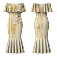 Hawaii Queen Liliuokalani Couples Matching Mermaid Dress and Long Sleeve Button Shirt Gold Lei Pua Kalaunu LT05 - Polynesian Pride