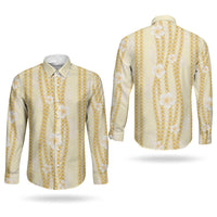 Hawaii Queen Liliuokalani Couples Matching Off Shoulder Maxi Dress and Long Sleeve Button Shirt Gold Lei Pua Kalaunu LT05 - Polynesian Pride