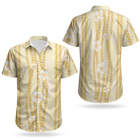 Hawaii Queen Liliuokalani Couples Matching Puletasi and Hawaiian Shirt Gold Lei Pua Kalaunu LT05 - Polynesian Pride