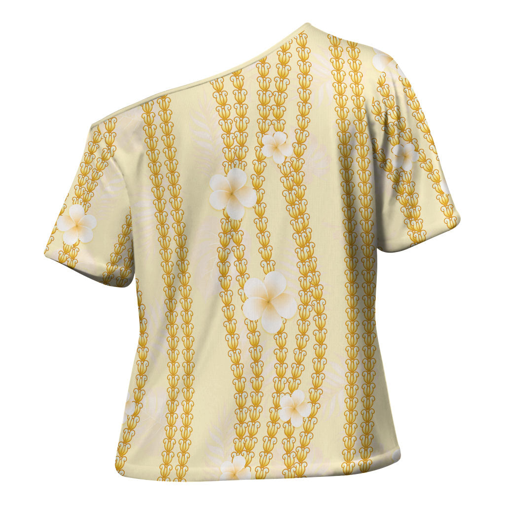 Hawaii Queen Liliuokalani Cross Shoulder Shirt Gold Lei Pua Kalaunu LT05 - Polynesian Pride