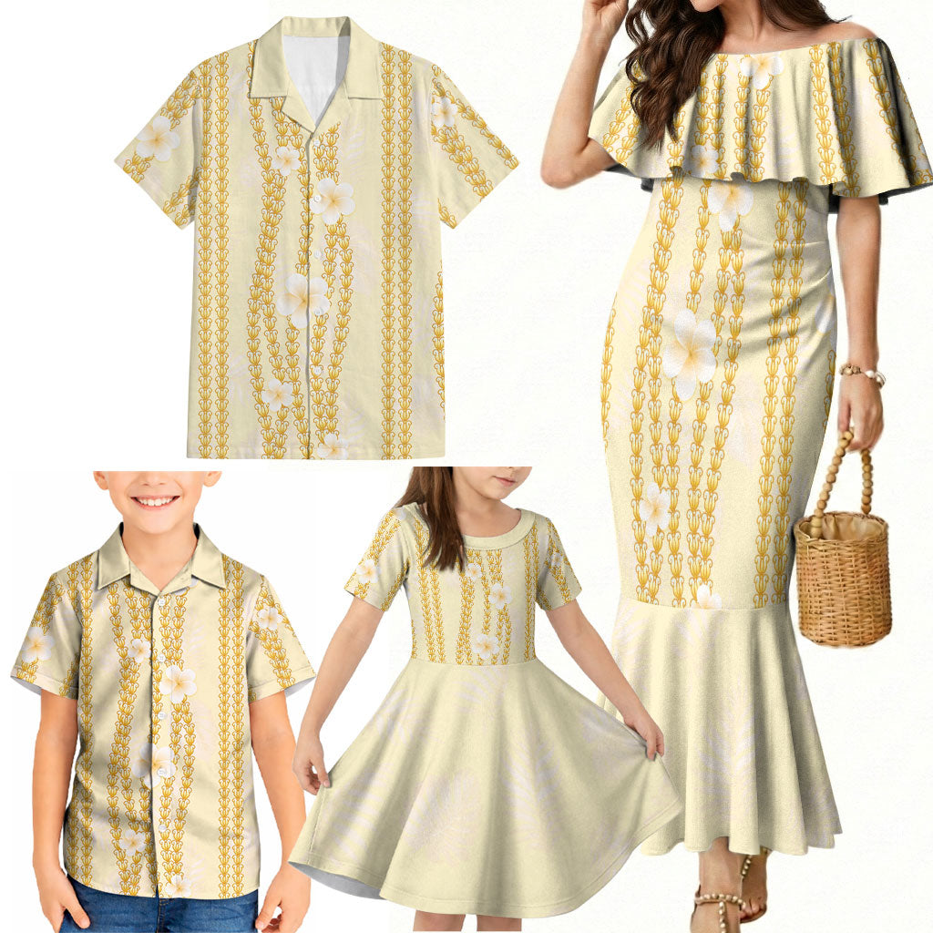 Hawaii Queen Liliuokalani Family Matching Mermaid Dress and Hawaiian Shirt Gold Lei Pua Kalaunu LT05 - Polynesian Pride