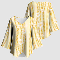 Hawaii Queen Liliuokalani Kimono Sleeve Blouse Gold Lei Pua Kalaunu LT05 - Polynesian Pride