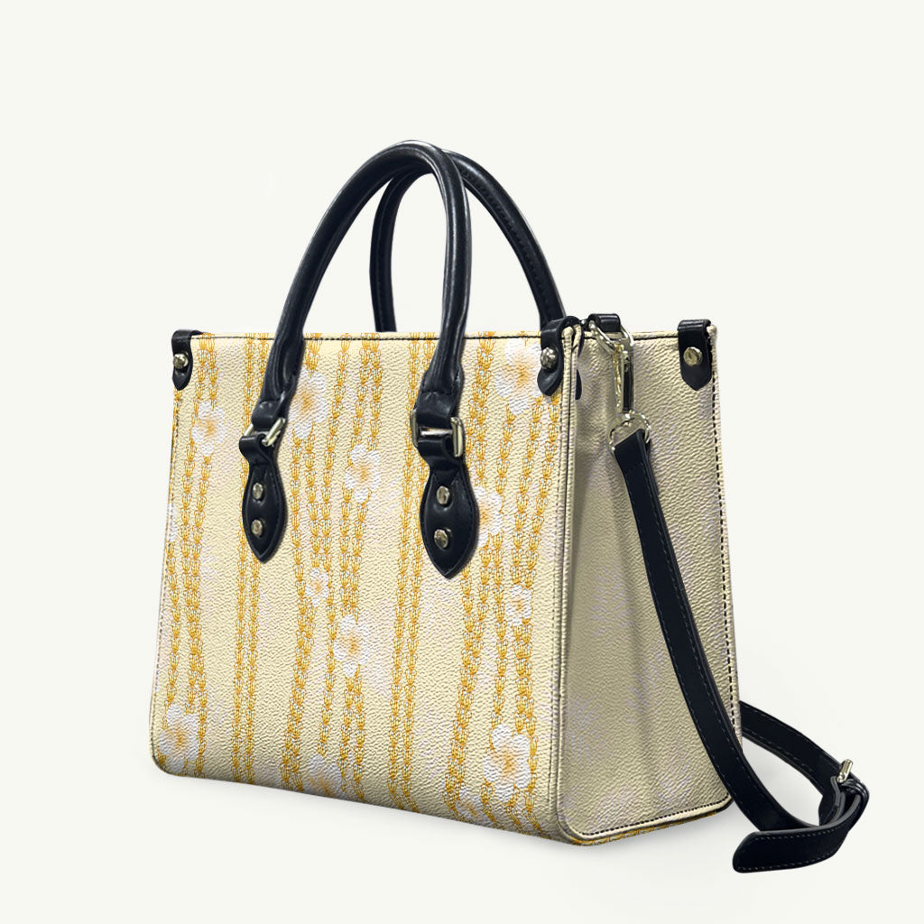 Hawaii Queen Liliuokalani Leather Bag Gold Lei Pua Kalaunu LT05 Gold - Polynesian Pride