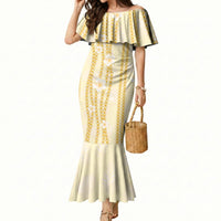 Hawaii Queen Liliuokalani Mermaid Dress Gold Lei Pua Kalaunu LT05 Women Gold - Polynesian Pride
