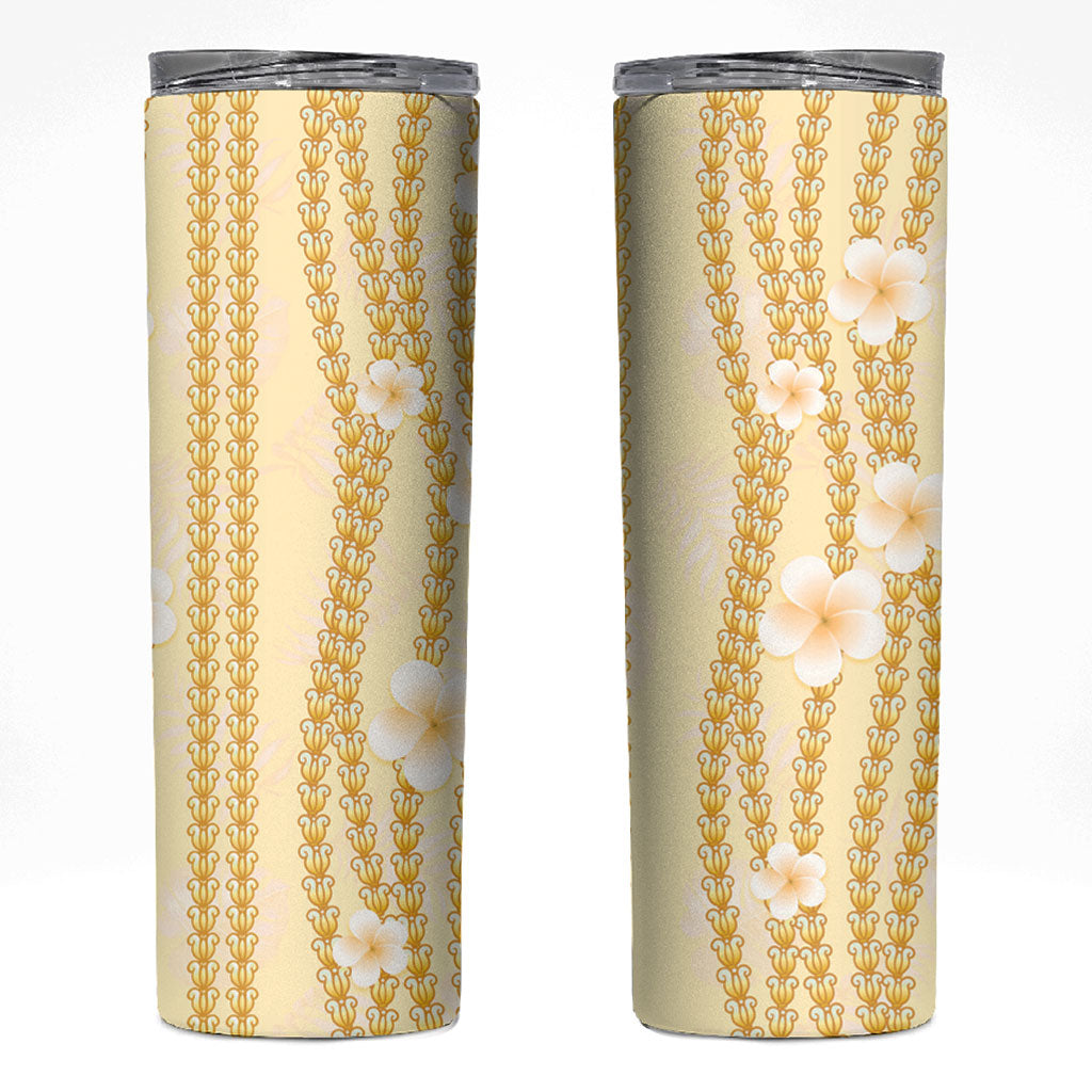Hawaii Queen Liliuokalani Skinny Tumbler Gold Lei Pua Kalaunu LT05 Gold - Polynesian Pride