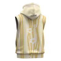 Hawaii Queen Liliuokalani Sleeveless Hoodie Gold Lei Pua Kalaunu LT05 - Polynesian Pride