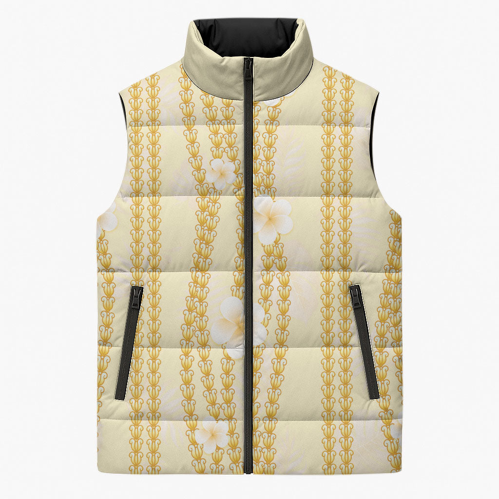 Hawaii Queen Liliuokalani Sleeveless Puffer Jacket Gold Lei Pua Kalaunu LT05 Unisex Gold - Polynesian Pride
