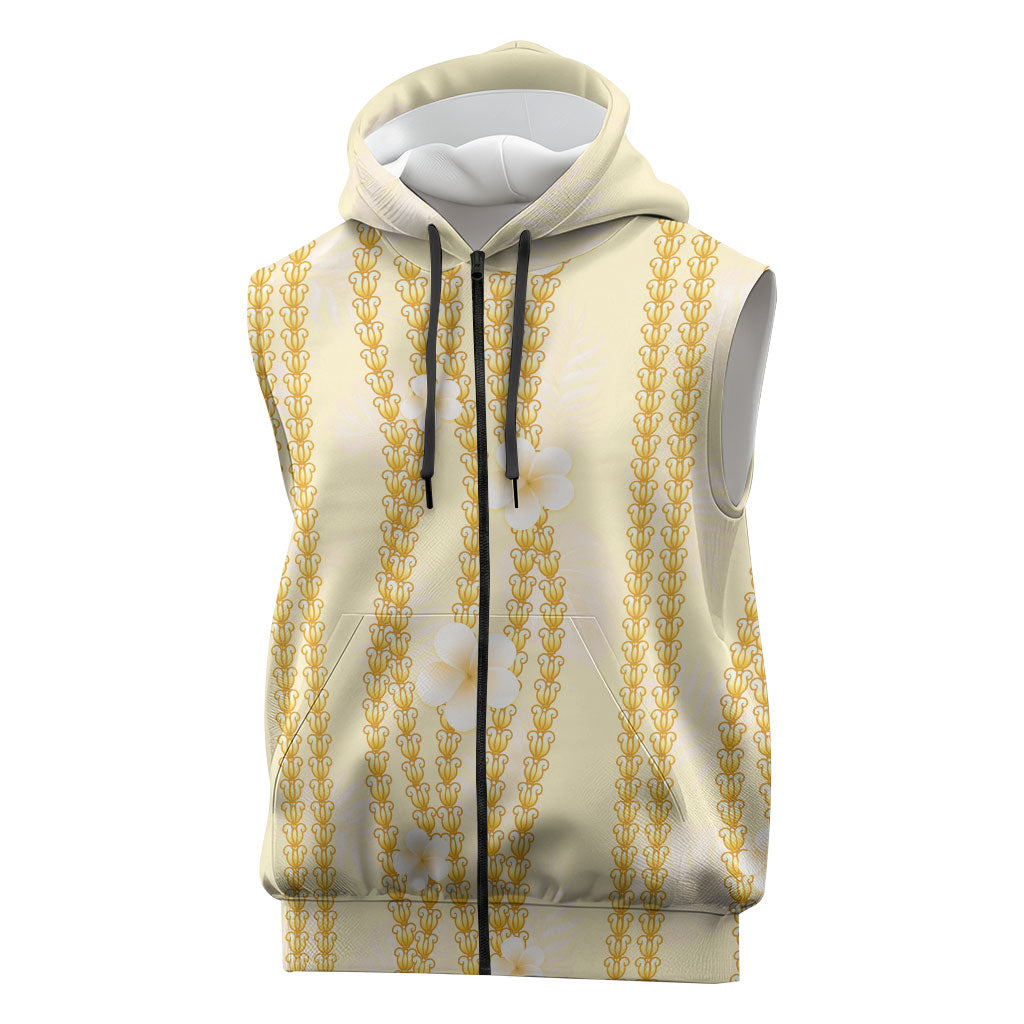 Hawaii Queen Liliuokalani Sleeveless Zip Hoodie Gold Lei Pua Kalaunu LT05 Gold - Polynesian Pride