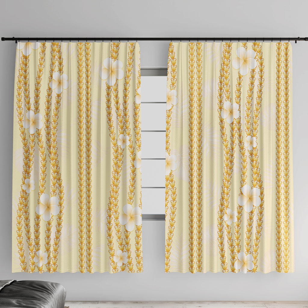 Hawaii Queen Liliuokalani Window Curtain Gold Lei Pua Kalaunu LT05 With Hooks Gold - Polynesian Pride