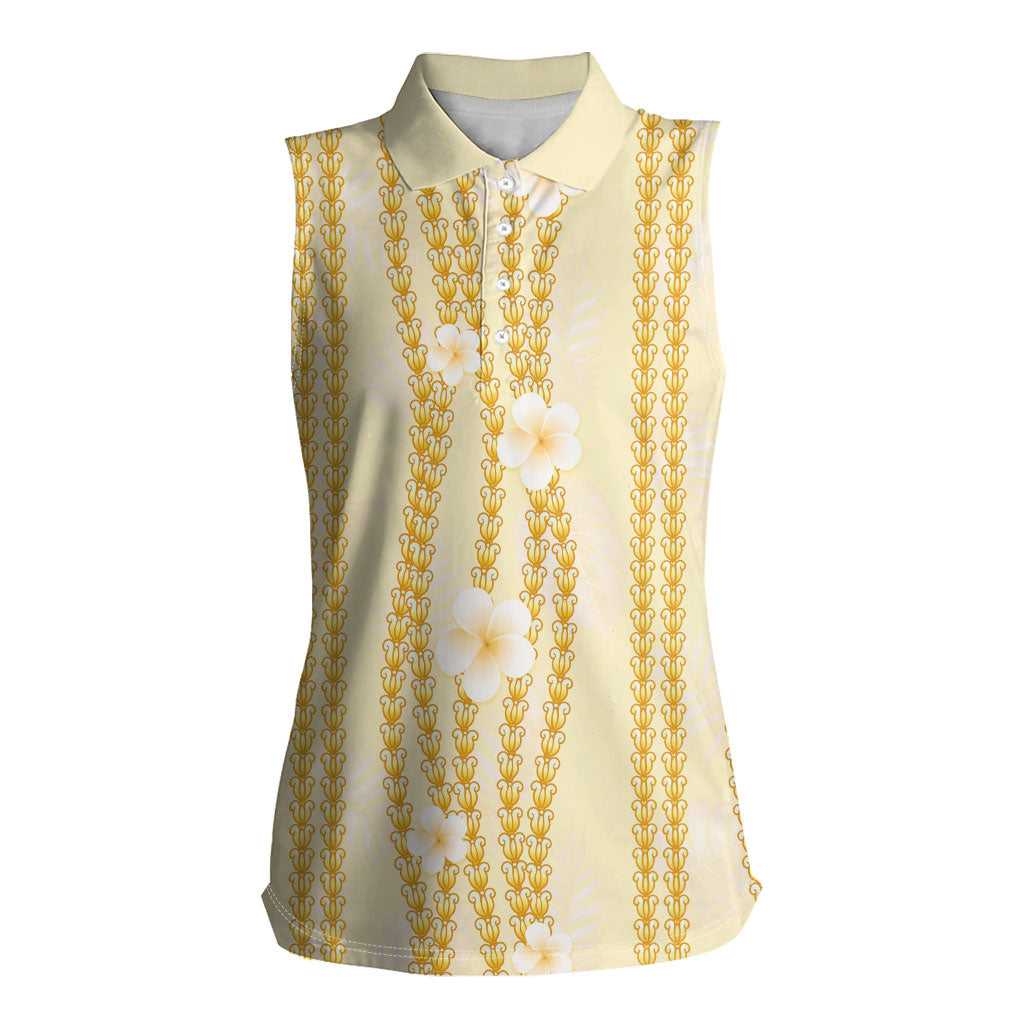 Hawaii Queen Liliuokalani Women Sleeveless Polo Shirt Gold Lei Pua Kalaunu LT05 Female Gold - Polynesian Pride
