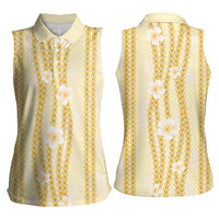 Hawaii Queen Liliuokalani Women Sleeveless Polo Shirt Gold Lei Pua Kalaunu LT05 - Polynesian Pride