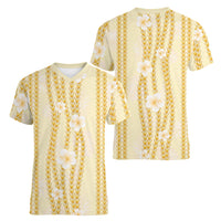 Hawaii Queen Liliuokalani Women V-Neck T-Shirt Gold Lei Pua Kalaunu LT05 - Polynesian Pride