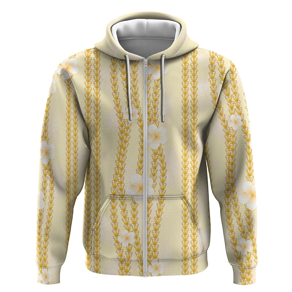 Hawaii Queen Liliuokalani Zip Hoodie Gold Lei Pua Kalaunu LT05 Zip Hoodie Gold - Polynesian Pride