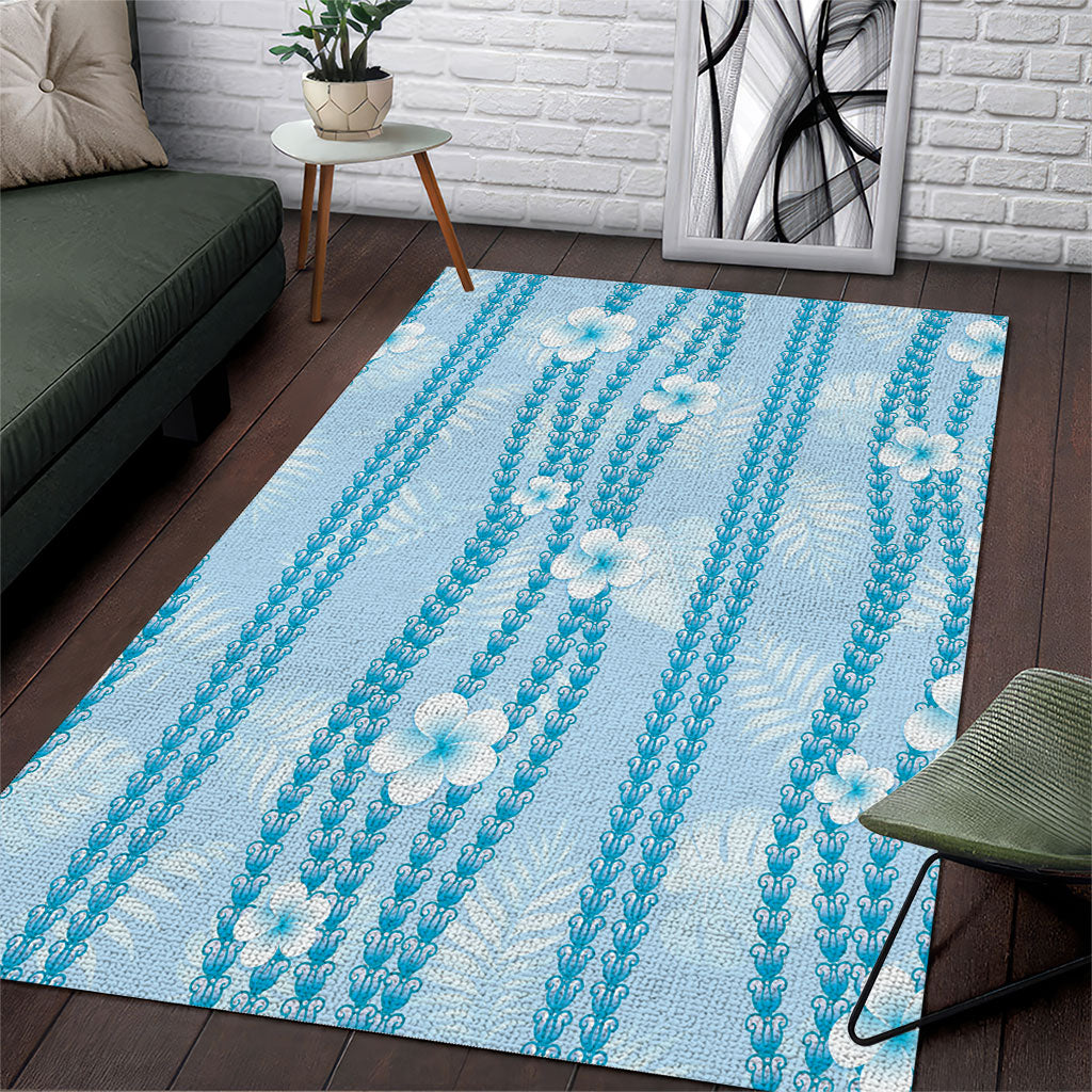Hawaii Queen Liliuokalani Area Rug Blue Lei Pua Kalaunu LT05 Blue - Polynesian Pride