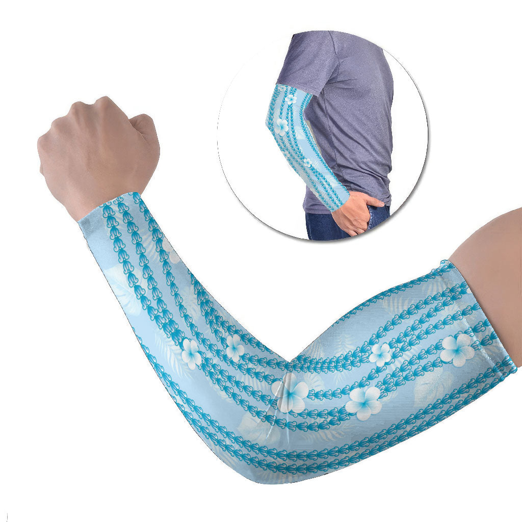 Hawaii Queen Liliuokalani Arm Sleeves Blue Lei Pua Kalaunu LT05 Set of 2 Blue - Polynesian Pride