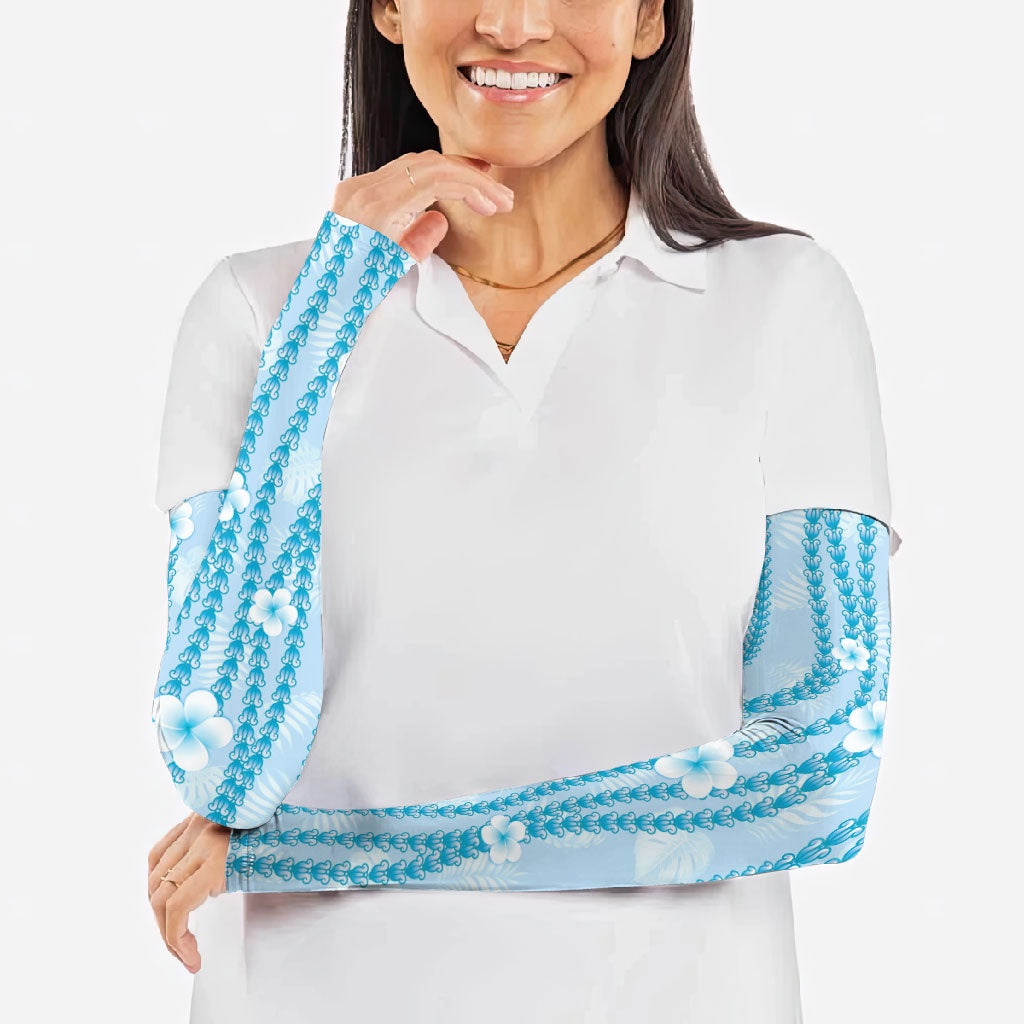 Hawaii Queen Liliuokalani Arm Sleeves Blue Lei Pua Kalaunu LT05 - Polynesian Pride