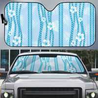 Hawaii Queen Liliuokalani Auto Sun Shade Blue Lei Pua Kalaunu LT05 Blue - Polynesian Pride