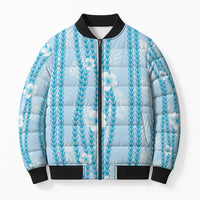 Hawaii Queen Liliuokalani Bomber Puffer Jacket Blue Lei Pua Kalaunu LT05 Unisex Blue - Polynesian Pride