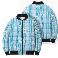 Hawaii Queen Liliuokalani Bomber Puffer Jacket Blue Lei Pua Kalaunu LT05 - Polynesian Pride