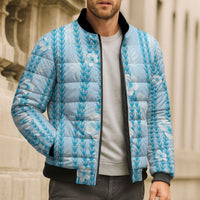 Hawaii Queen Liliuokalani Bomber Puffer Jacket Blue Lei Pua Kalaunu LT05 - Polynesian Pride